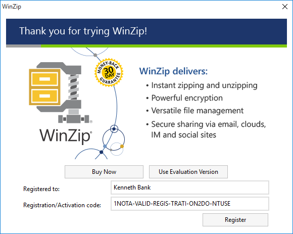 activation code winzip